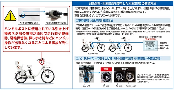 2022/11/09　ブリヂストンサイクル株式会社　自転車（ハンドルポスト引き上げ棒）対象製品の外観