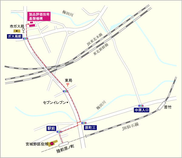 NITE 東北支所 周辺地図