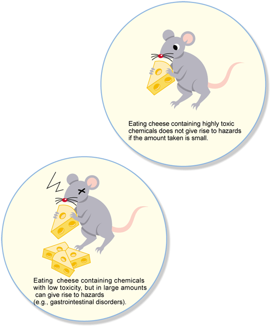 The illustration which explained the way of thinking of the risk assessment with a mouse