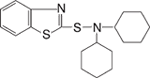 N，N－ジシクロヘキシル－1，3－ベンゾチアゾール－2－スルフェンアミドの構造式