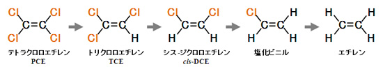 細菌による塩素化エチレン類分解過程