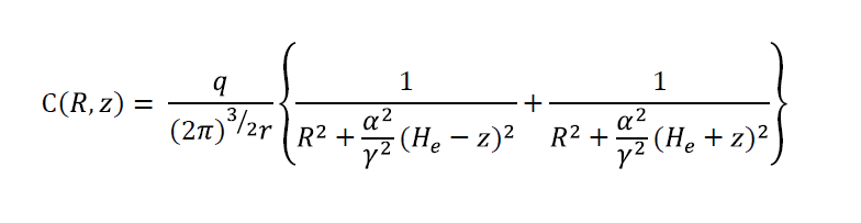 推計濃度計算に利用した拡散モデル式（パフ積分式）