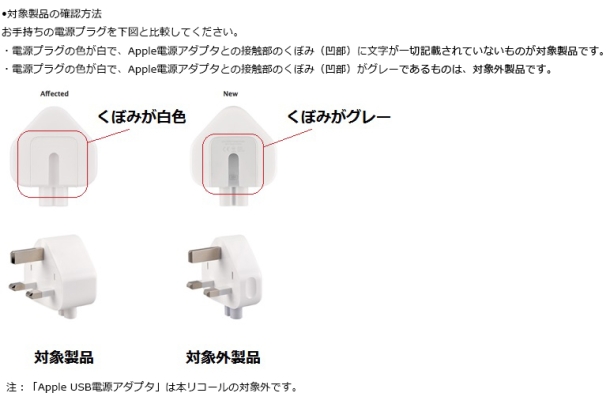 Apple Inc.　Apple AC電源プラグ（3芯）　対象製品の確認方法
